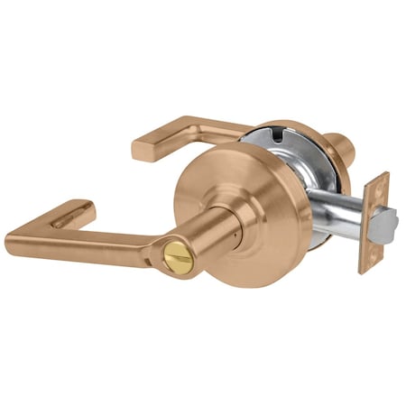 Grade 2 Privacy Cylindrical Lock With Field Selectable Vandlgard, Longitude Lever, Non-Keyed, Satin